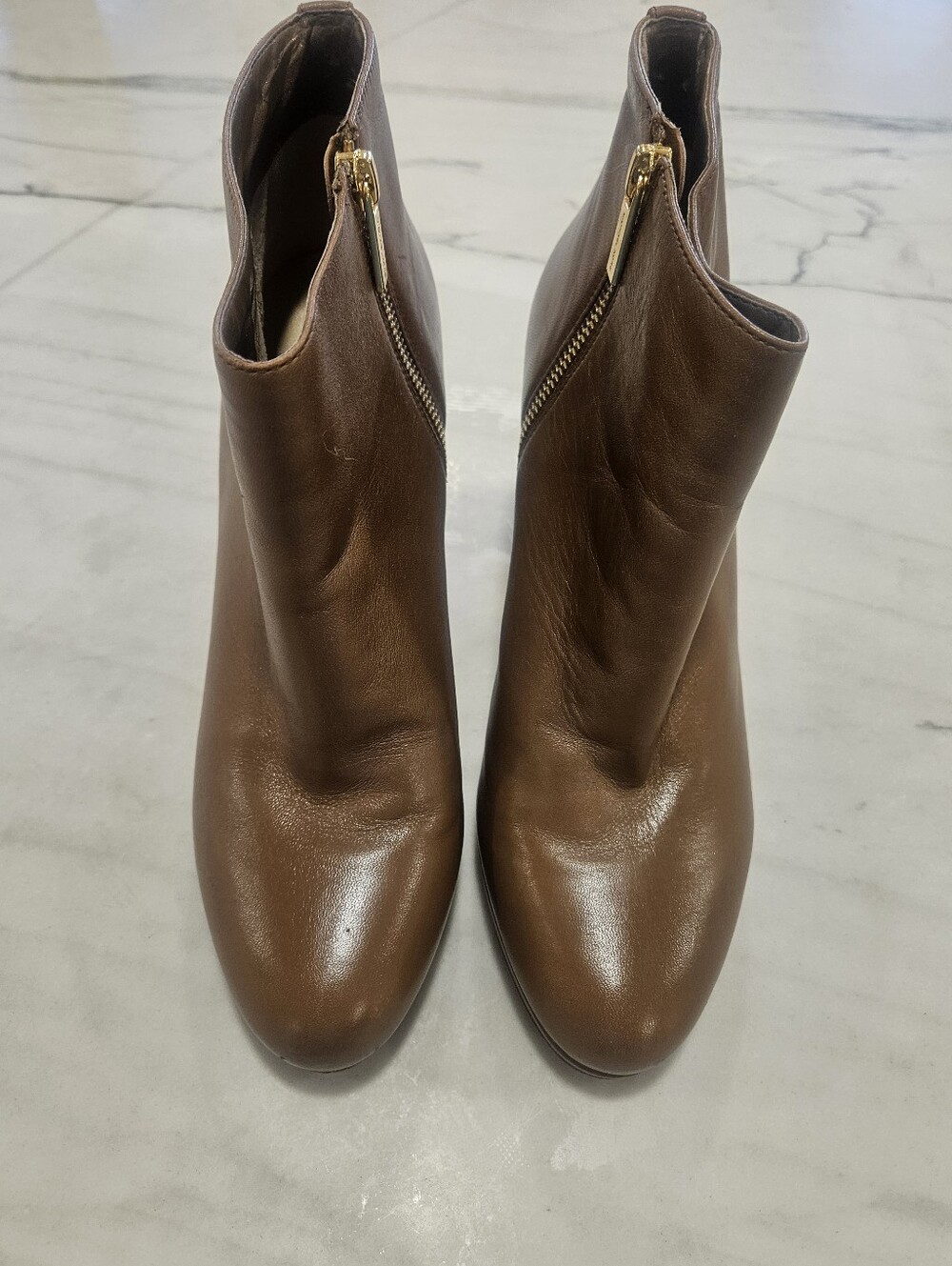 Michael Kors Sammy Leather Platform Booties Dark Caramel Size 10